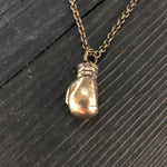 Boxing Glove Charm Pendant Necklace - Solid Cast Bronze - Polished Oxidized Finish - Multiple Chain Lengths Available