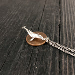 Breaching Humpback Whale Charm Pendant Necklace - Solid Hand Cast .925 Sterling Silver - Polished Finish - Jewelry Gift for Her
