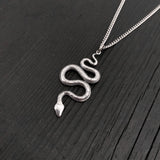 Viper Snake Pendant Necklace - Solid Hand Cast Sterling Silver - Polished Oxidized Finish - Multiple Chain Lengths - Serpent Jewelry