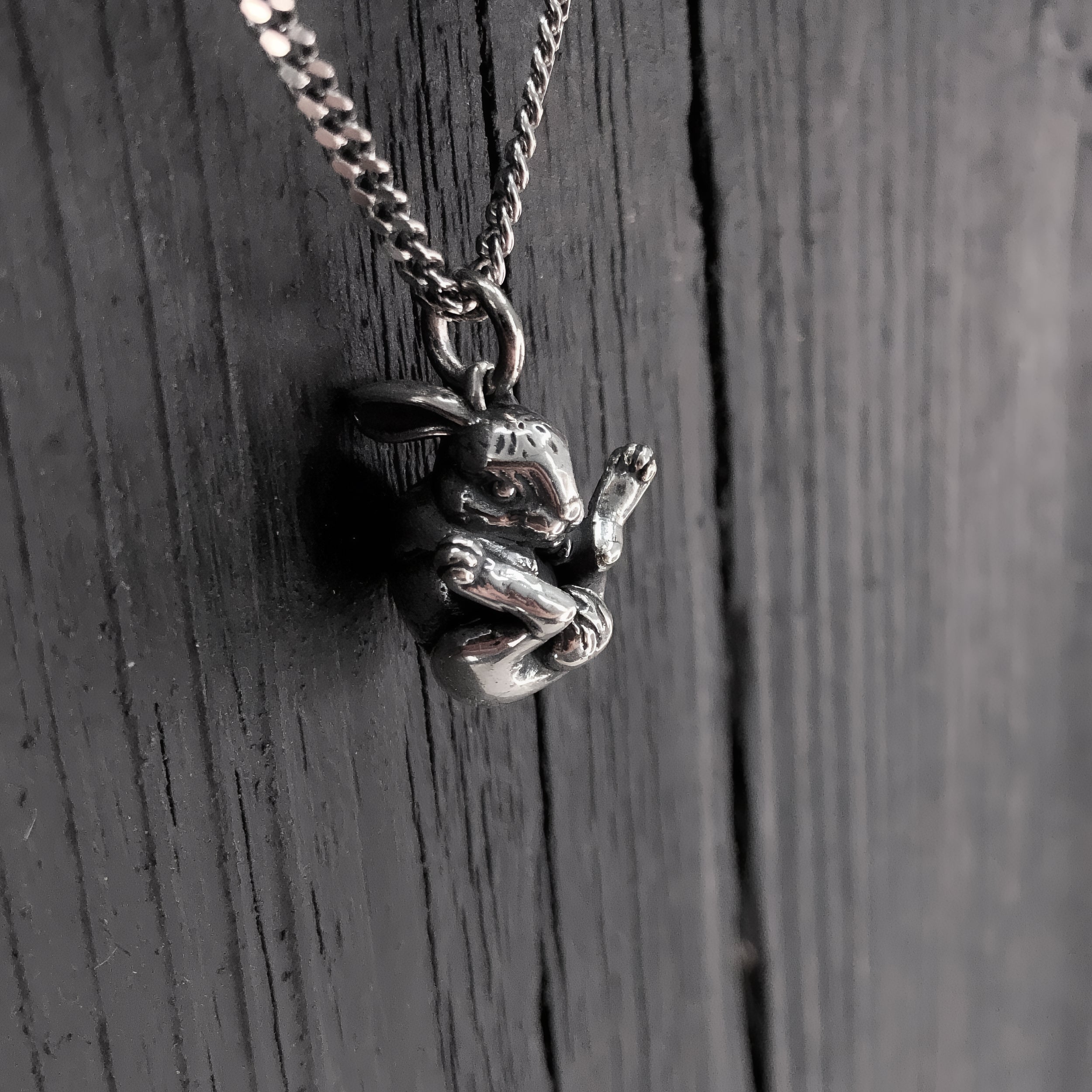 Sterling Silver Rabbit Necklace Easter Bunny Rabbit Pendant