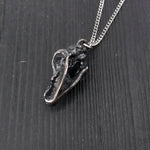 Grey Wolf Skull Pendant Necklace - Solid Sterling Silver - Dark Oxidized Finish - Multiple Chain Lengths - Animal Jewelry