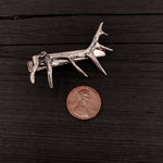 Elk Antler Tie Bar Silver Plated Elk Antler Tie Clasp Deer Antler