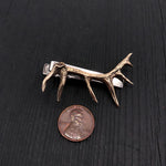 Elk Antler Tie Bar Bronze Elk Antler Tie Clasp Bronze Deer Antler