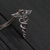 Caduceus Necklace in Solid Sterling Silver Medical Symbol Jewelry- Gift for Doctor Nurse or Medical Student Pendant Medicine Gift