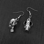 Gas Mask Earrings in Solid Sterling Silver Steampunk Gas Mask