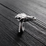 Horse Skull Ring - Solid Hand Cast Silver Plated Bronze - Oxidised Finish - Sizes 5 to 11 Available - Rare Unique Gift for Him or Her