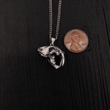 Sabre Tooth Animal Skull Charm Pendant Necklace - Solid 925 Sterling Silver - Unisex Ice Age Smilodon Inspired Jewelry Gift