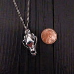 Grizzly Bear Skull Necklace - Solid Sterling Silver - Three Dimensional Detail - Polished Oxidized Finish - Multiple Chain Lengths