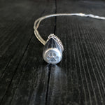 Cat Paw Print Tear Drop Cremation Ash Urn Necklace - Sterling Silver on Stainless Steel - Custom Engraved Personalised Mourning Pet Urn