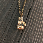 Boxing Glove Charm Pendant Necklace - Solid Cast Bronze - Polished Oxidized Finish - Multiple Chain Lengths Available