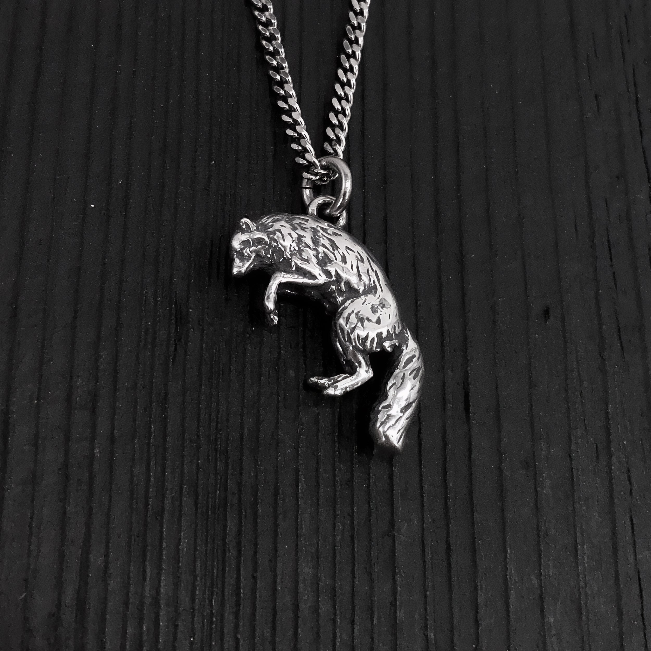 Pouncing Arctic Fox Pendant Necklace in Solid Sterling Silver - Gift For Him or Her - Unique Nature Inspired Forest Creature Jewelry