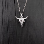 Solid Sterling Silver Bison Skull Necklace - Detailed Americana Jewelry - Unisex Statement Jewelry Gift