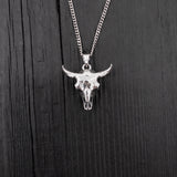 Solid Sterling Silver Bison Skull Necklace - Detailed Americana Jewelry - Unisex Statement Jewelry Gift
