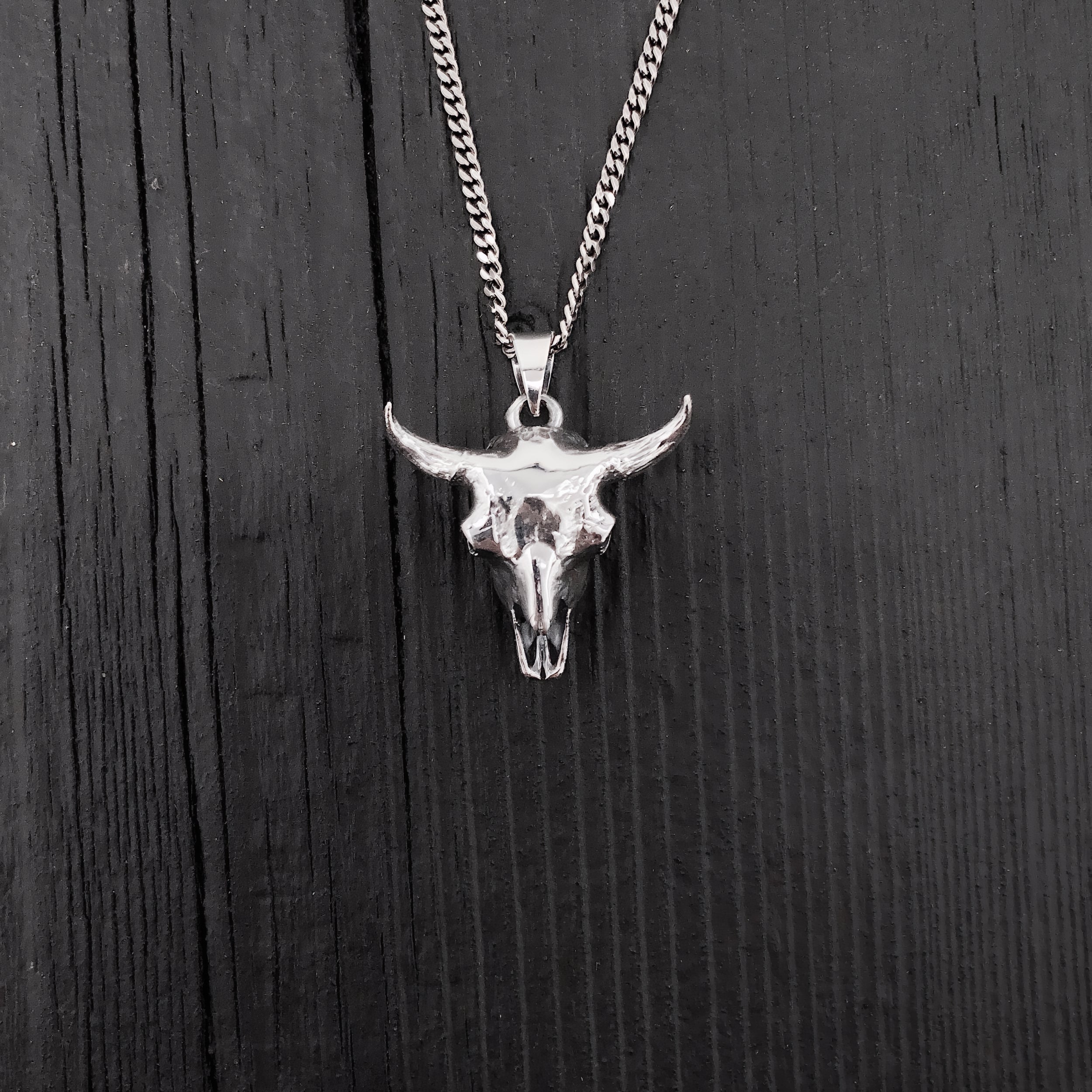 Solid Sterling Silver Bison Skull Necklace - Detailed Americana Jewelry - Unisex Statement Jewelry Gift
