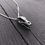 Silver necklace with intricate dragon head pendant | Moon Raven