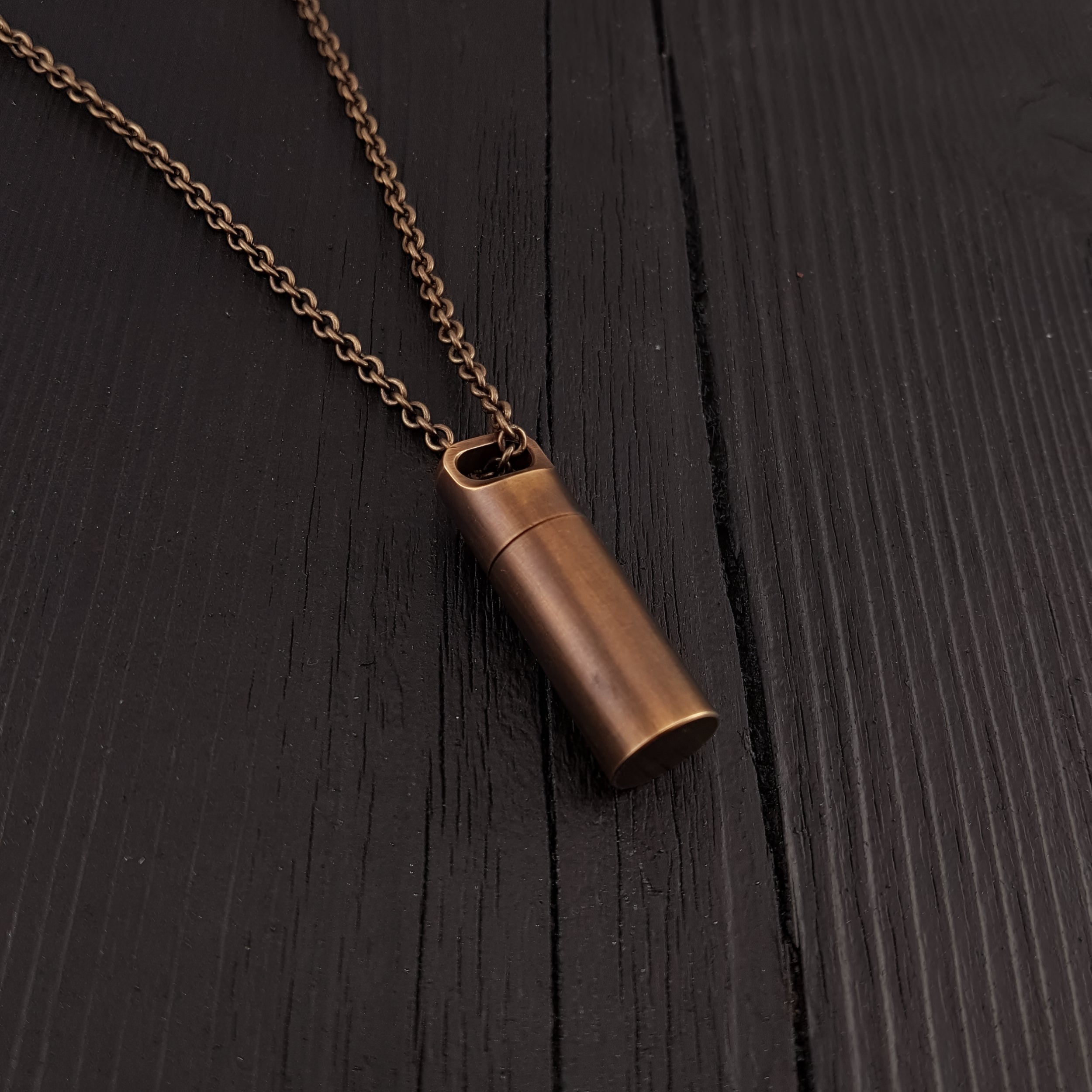 Small Antique Brass Cylinder Capsule - Moon Raven Designs