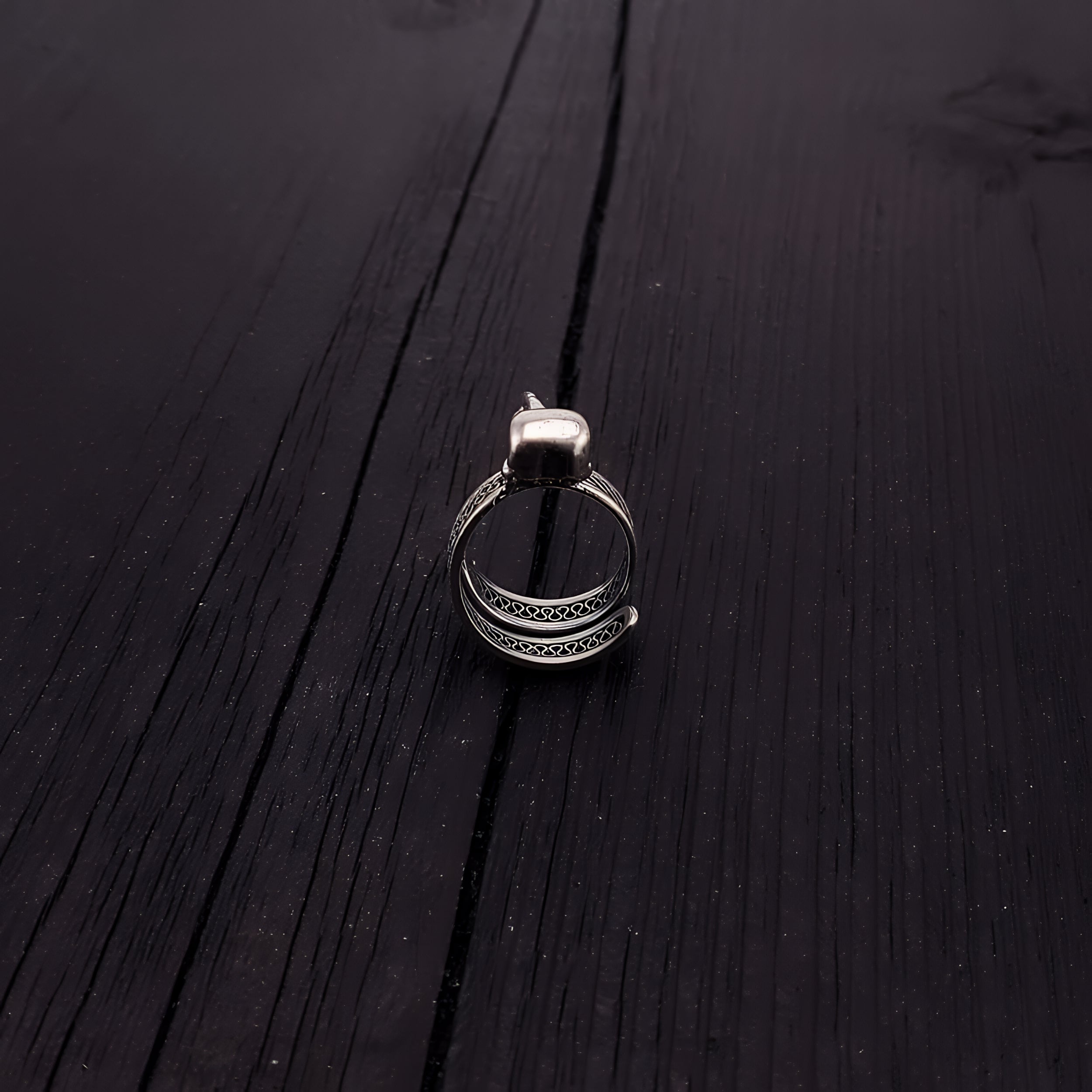 Silver Raven Skull Wrap Ring Sizes 4 to 13 Solid Hand Cast Silver Plated Bronze - Moon Raven Designs