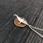 Breaching Humpback Whale Charm Pendant Necklace - Solid Hand Cast .925 Sterling Silver - Polished Finish - Jewelry Gift for Her