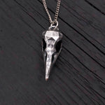 Faceted Raven Skull Necklace - Solid Hand Cast Silver Plated Bronze - Three Dimensional Detail Bird Skull - Multiple Chain Lengths