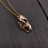 Grey Wolf Skull Necklace in Solid Bronze Wolf Skull Pendant Wolf Skull Jewelry