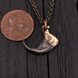 3D Bobcat Claw Pendant Necklace in Solid Silicon Bronze Detailed Casting with Two-Tone Finish