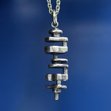 Silver necklace with fine chain, polished pendant
