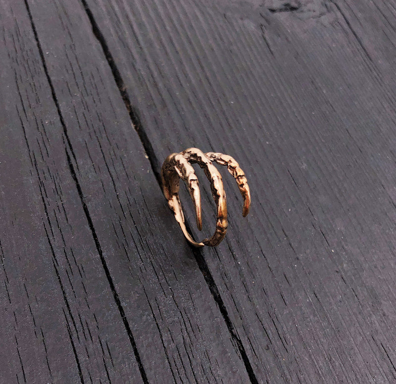 Raven Claw Talon Wrap Ring - Solid Hand Cast Jewelers Bronze