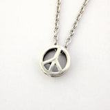 Tiny Peace Sign Charm Necklace in Solid Sterling Silver