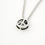 Tiny Peace Sign Charm Necklace in Solid Sterling Silver