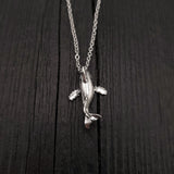 Breaching Humpback Whale Charm Pendant Necklace - Solid Hand Cast 925 Sterling Silver - Polished Finish - Jewelry Gift for Him or Her