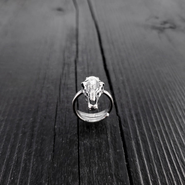 Horse Skull Ring - Solid Hand Cast Silver Plated Bronze - Oxidised Finish - Sizes 5 to 11 Available - Rare Unique Gift for Him or Her
