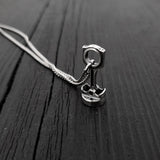 Piston and Rod Pendant Charm Necklace - Solid Cast 925 Sterling Silver - Polished Oxidized Finish - Multiple Chain Options - Mechanic Gift