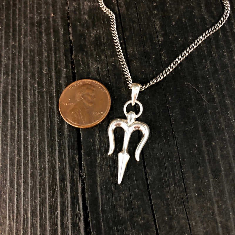 Trident Necklace - Solid Hand Cast 925 Sterling Silver - Gift for Him or Her - Multiple Chain Options