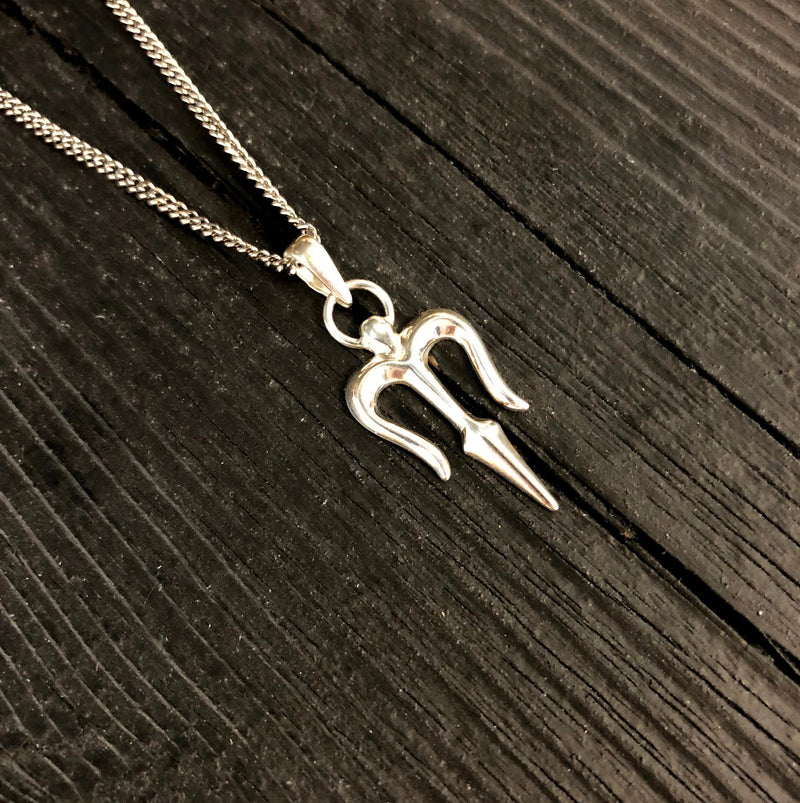 Trident Necklace - Solid Hand Cast 925 Sterling Silver - Gift for Him or Her - Multiple Chain Options