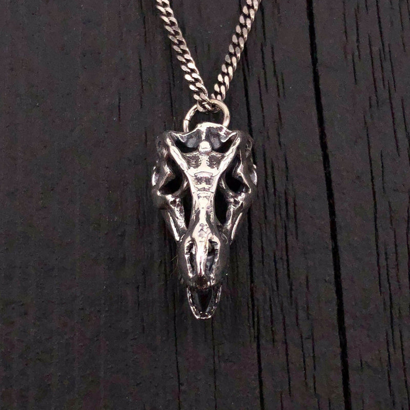 Silver T-Rex Skull Pendant Necklace in Solid Hand Cast Sterling Silver - Tyrannosaurus Rex - Rare and Unique Dinosaur Jewelry