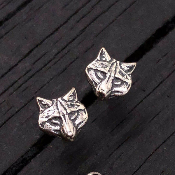 Wolf Stud Earrings Sterling Silver Grey Wolf Pack Post Earrings