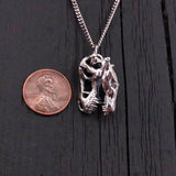 Silver T-Rex Skull Pendant Necklace in Solid Hand Cast Sterling Silver - Tyrannosaurus Rex - Rare and Unique Dinosaur Jewelry