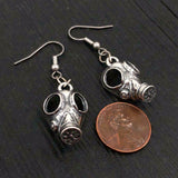 Gas Mask Earrings in Solid Sterling Silver Steampunk Gas Mask