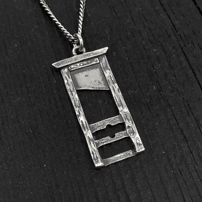 Sterling Silver Guillotine Necklace Sterling Silver French Guillotine Pendant Necklace