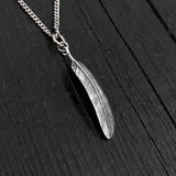 3D feather Pendant Necklace- Solid Cast 925 Sterling Silver - Oxidized Hand Polished Finish - Bird Jewelry