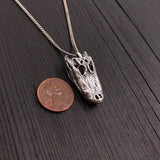 Alligator Skull Necklace - Sterling Silver 3D Pendant by Moon Raven Designs