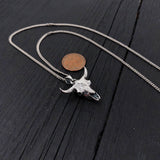 Solid Sterling Silver Bison Skull Necklace - Detailed Americana Jewelry - Unisex Statement Jewelry Gift