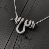 Hanging Viper Snake Pendant Necklace in Solid Hand Cast 925 Sterling Silver - Unisex Statement Jewelry Gift for Snake Lover