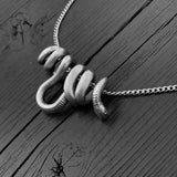 Hanging Viper Snake Pendant Necklace in Solid Hand Cast 925 Sterling Silver - Unisex Statement Jewelry Gift for Snake Lover
