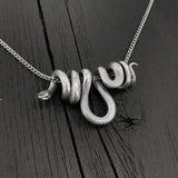 Hanging Viper Snake Pendant Necklace in Solid Hand Cast 925 Sterling Silver - Unisex Statement Jewelry Gift for Snake Lover