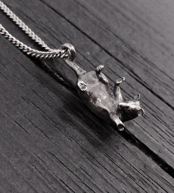 Hanging Baby Possum Pendant Necklace - Solid 925 Sterling Silver Multiple Chain Lengths Animal Jewelry Gift for Her
