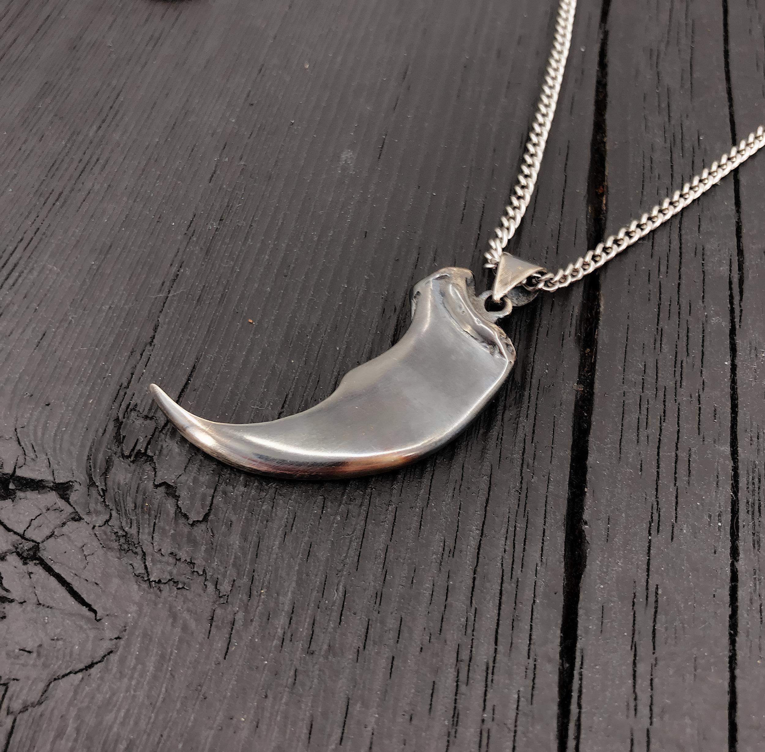 Large Bear Claw Pendant Necklace - Solid 925 Sterling Silver - Bear Claw Statement Piece - Life Size Bear Claw Gift For Him - Gift For Her
