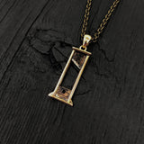 Bronze Guillotine Charm Pendant Necklace Rustic Oxidised Finish Protest Jewelry