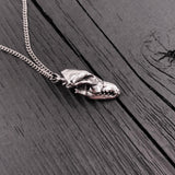 Fox Skull Pendant Necklace - Oxidized Stainless Steel Charm
