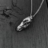 Fox Skull Pendant Necklace - Oxidized Stainless Steel Charm